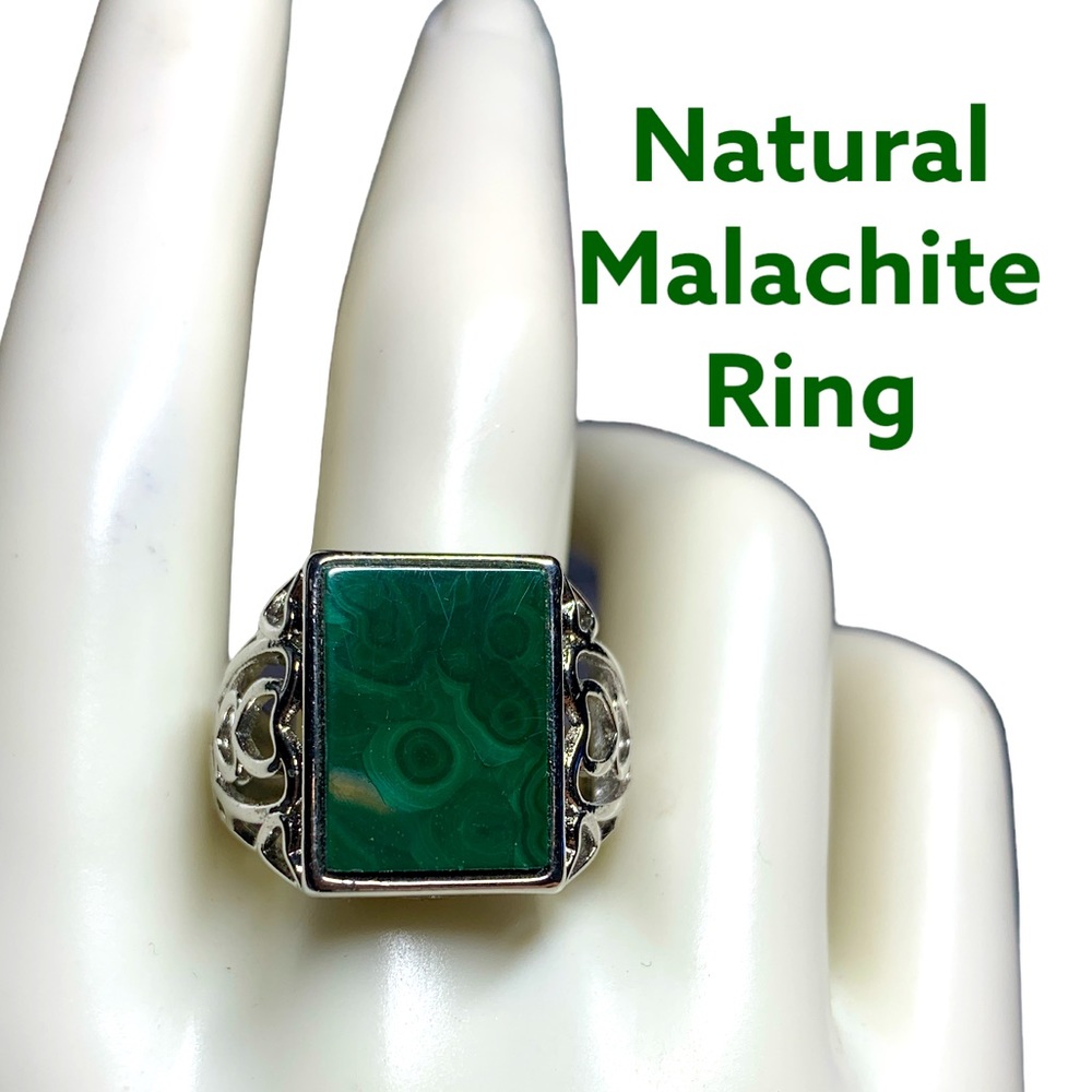 ✨Natural Malachite Adjustable Ring